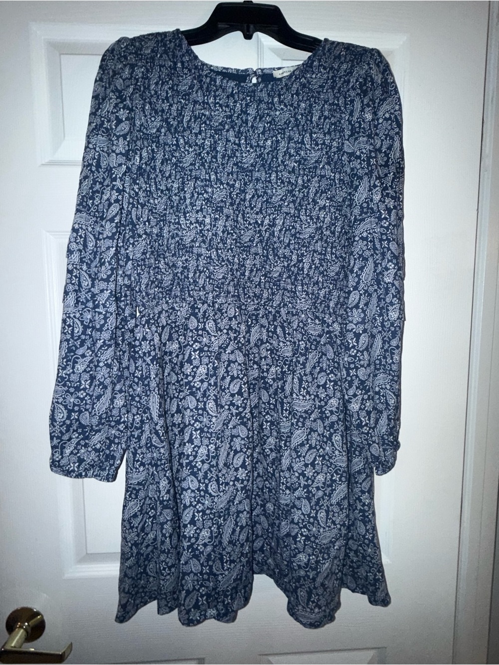 Blue Floral Smocked Mini Dress | Long Sleeve Boho Cottagecore Dress | Women’s